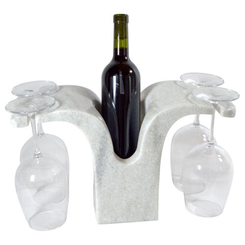 Cristavino - Swiss Cristallina marble bottle and goblet holder